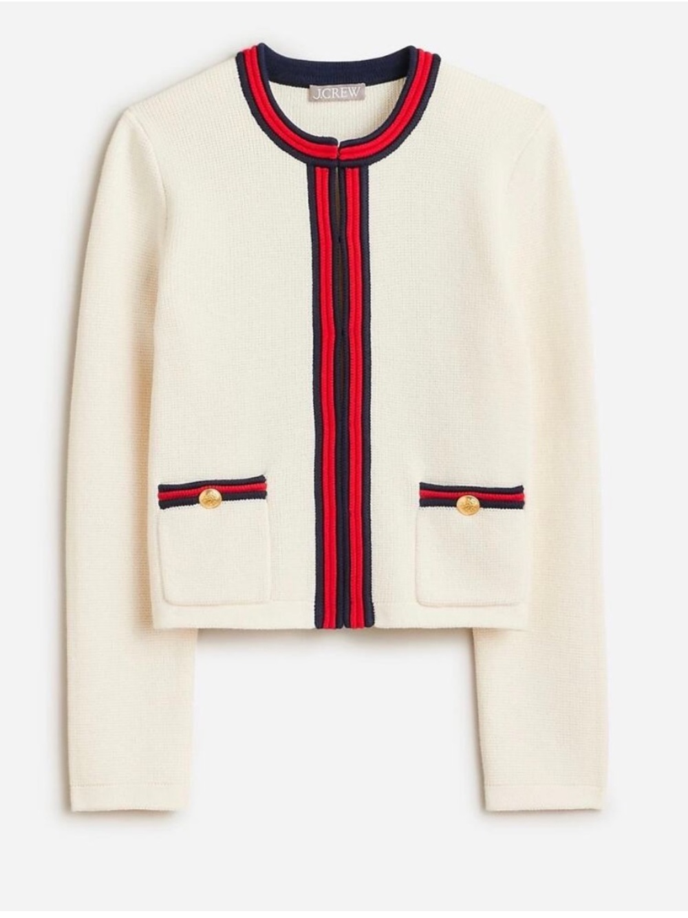 J Crew Emilie sweater lady jacket with contrast trim